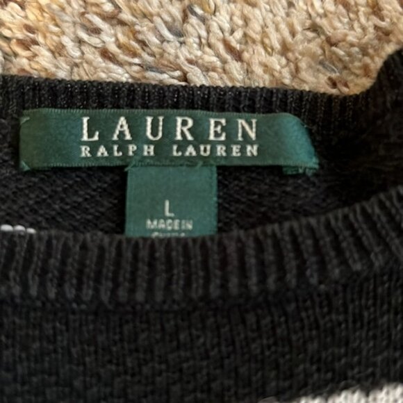 Ralph Lauren Size L Navy White Striped Sweater Linen and Cotton - Picture 2 of 3